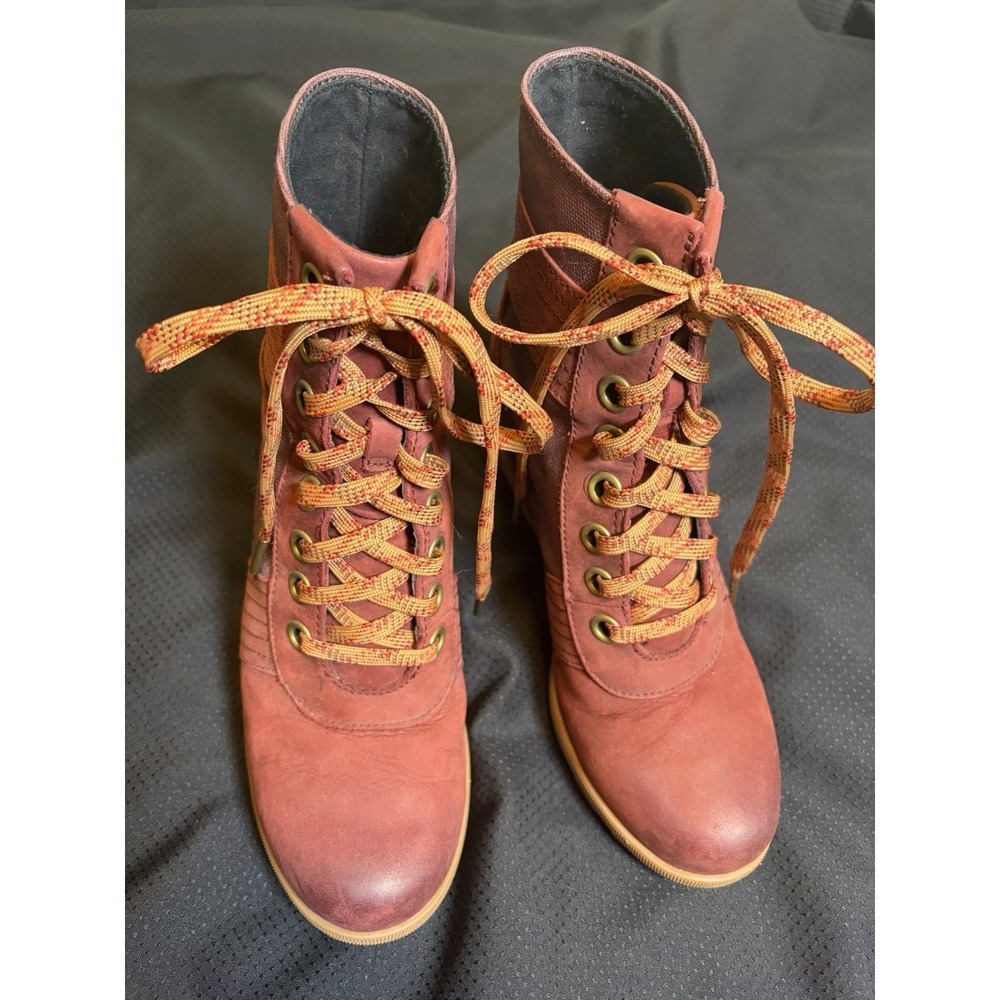 SOREL Hidden Wedge Boot~Joan Arctic Lexi Lace Up Waterproof ~US 8~Rose Leather - Picture 12 of 16